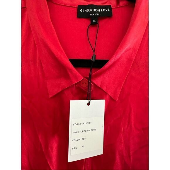 Generation Love 95% Silk Crissy Blouse in Red Size XL - Picture 8 of 12